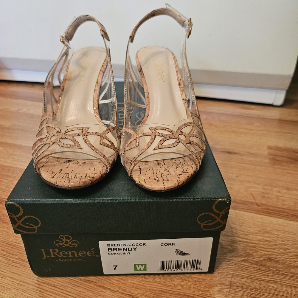 J.Renee NWT Brendy-Cocor Cork Slingback Heels - Beige, Size 7